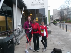 Rebecca, Ghazala and Allison before going down to the start
