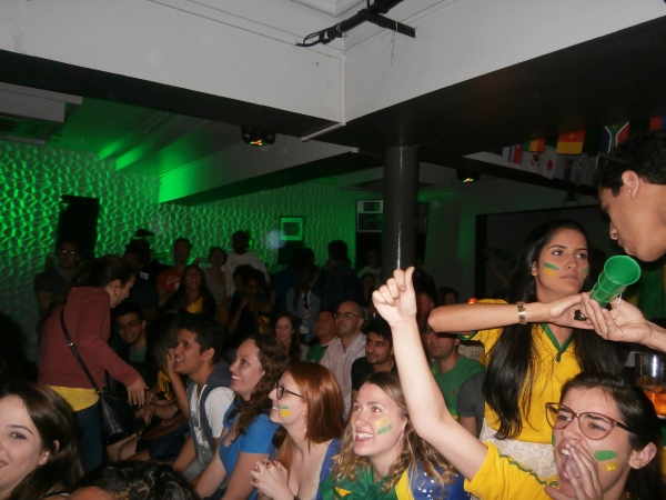 Brazil fans celebrating a goal against Croatia